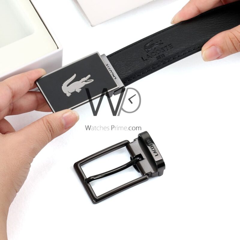 Lacoste Belts Set Black 2 buckles For Men | Watches Prime