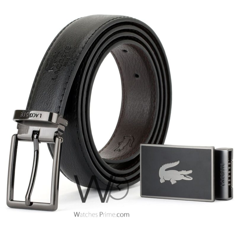 Lacoste Belts Set Black 2 buckles For Men | Watches Prime
