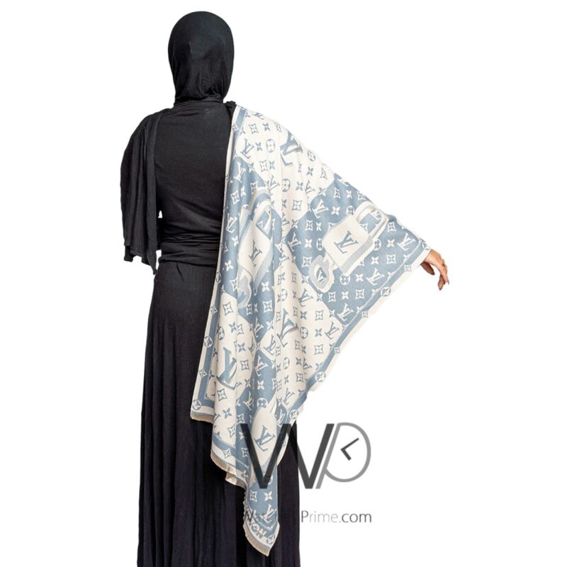 Louis Vuitton Wool Cashmere White Blue Scarf | Watches Prime