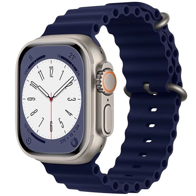 Midnight Blue Rubber Ocean Band For Apple Watch Correa Silicone Bracelet For Iwatch Ultra 2 Serie 7 6 Se 8 9 10 Strap With Silver Buckle | Watches Prime