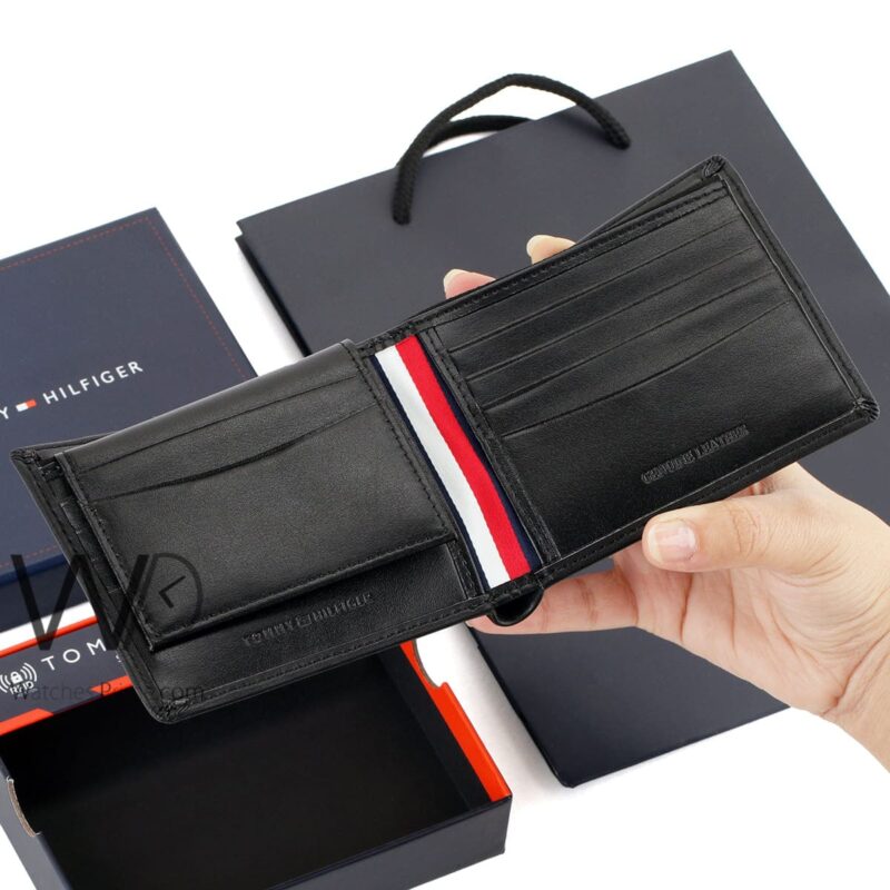 Tommy Hilfiger Wallet Flag Patterned Black | Watches Prime