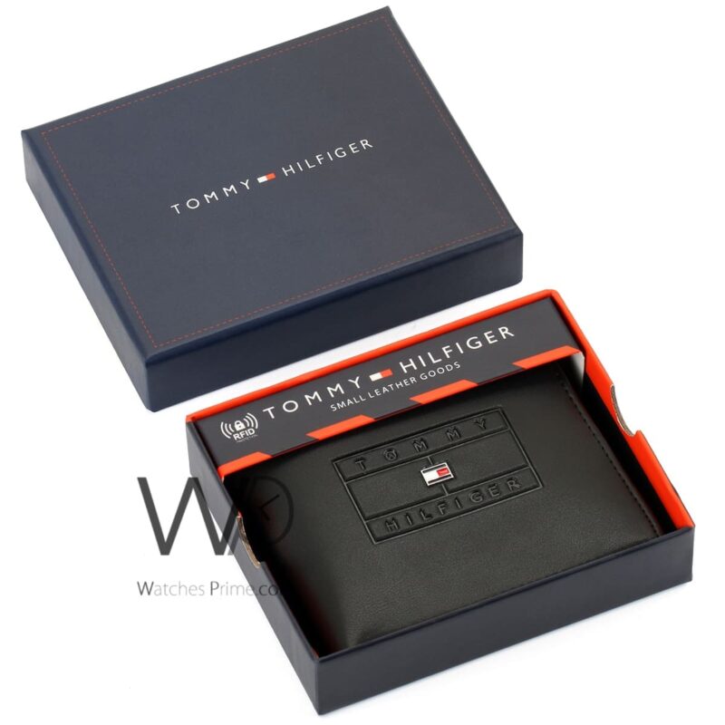 Tommy Hilfiger Wallet Flag Patterned Black | Watches Prime