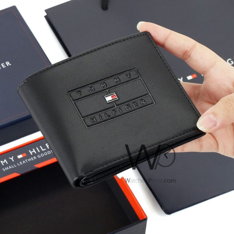 Tommy Hilfiger Wallet Flag Patterned Black | Watches Prime