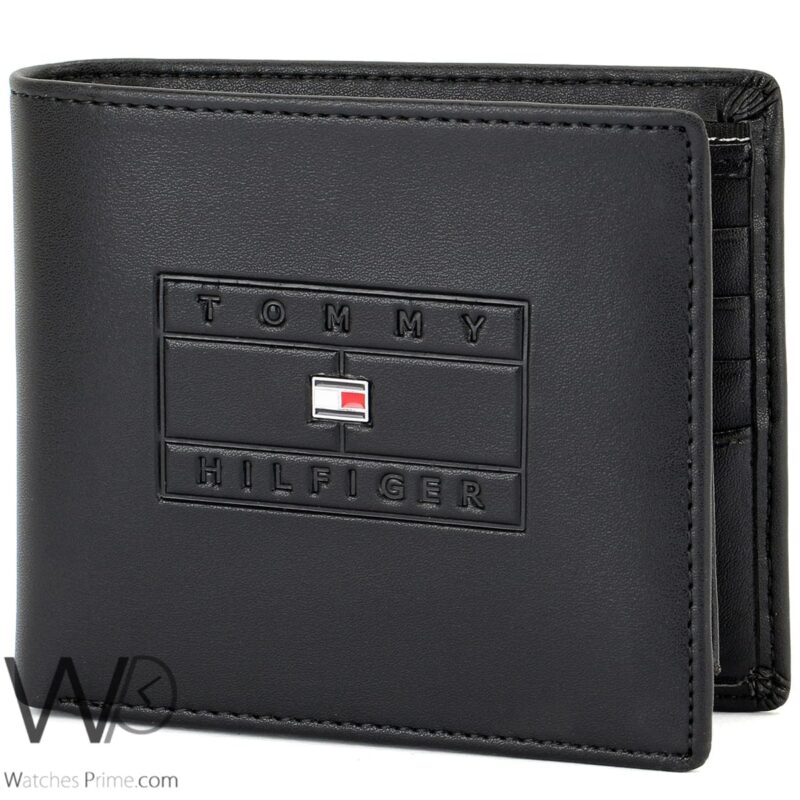 Tommy Hilfiger Wallet Flag Patterned Black | Watches Prime