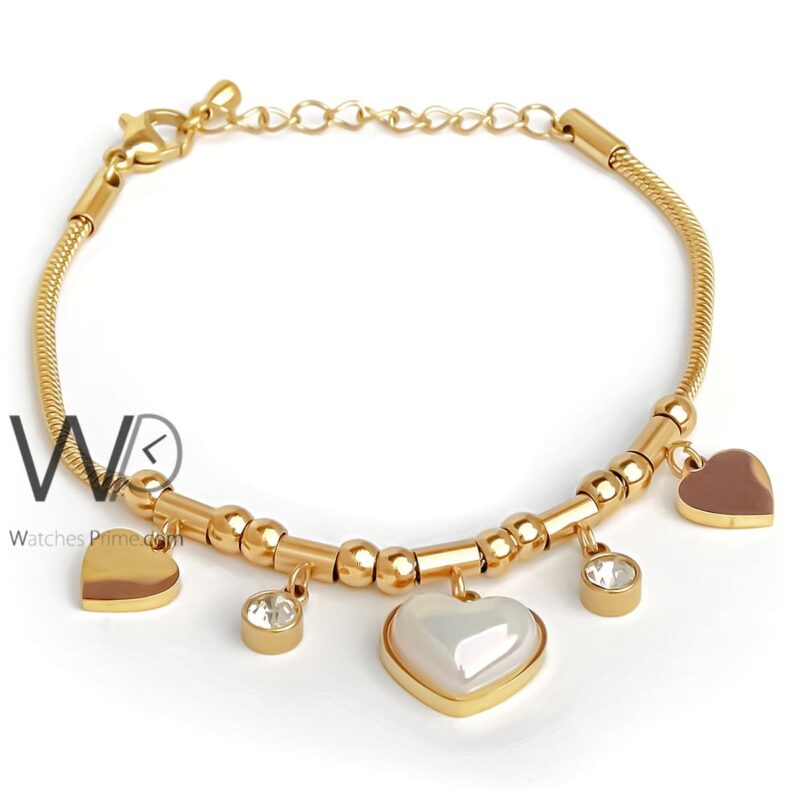 Women's hearts stainless steel gold bracelet | Watches Prime
